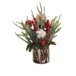 WCH0009 (3) profile - Rustic Christmas Table Centerpiece in Wood Slice Vase
