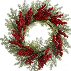 WCH0026 (2) profile - Christmas Red Berry and Flocked Pine Wreath Collection