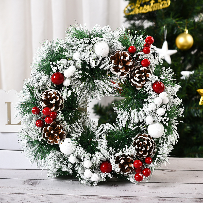 WCH0029 (4) - Christmas Flocked Pine Wreath Collection