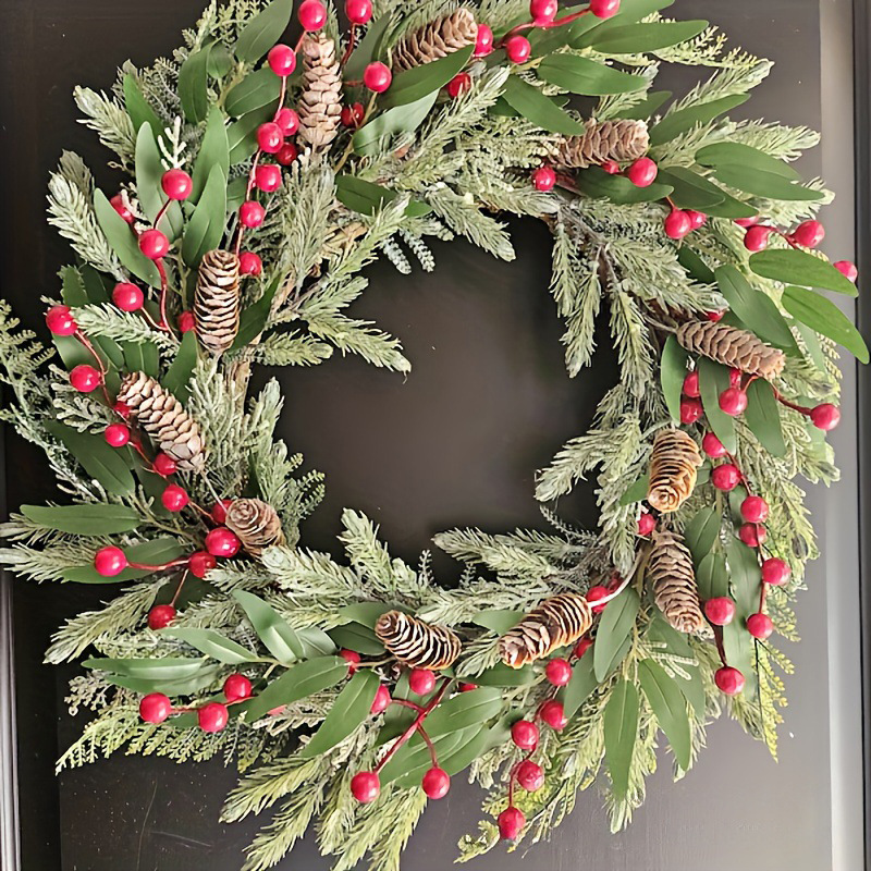 WCH0033 (1) - Christmas Frosted Pine & Red Berry Wreath Collection