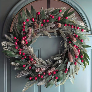 WCH0033 (2) profile - Christmas Frosted Pine & Red Berry Wreath Collection