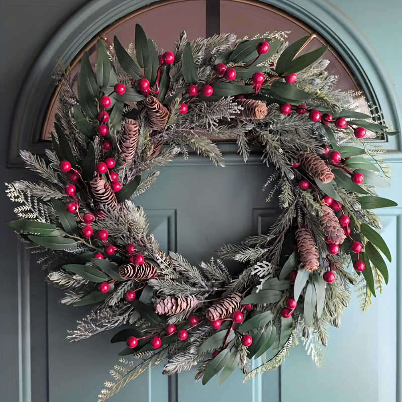 WCH0033 (2) profile - Christmas Frosted Pine & Red Berry Wreath Collection