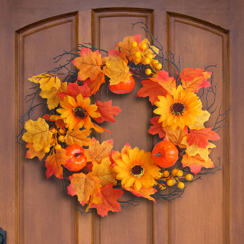 WFA0006 (1) - Artificial Fall Harvest Wreath Set