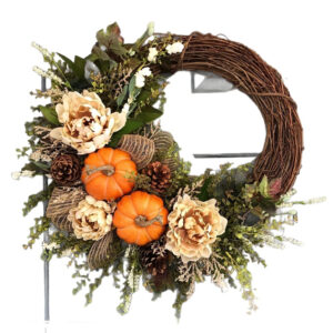 WFA0008 (3) profile - Artificial Fall Peony & Pumpkin Wreath