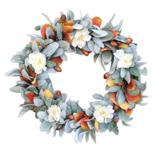 WFA0012 (2) profile - Artificial Lamb's Ear & Peony Fall Wreath