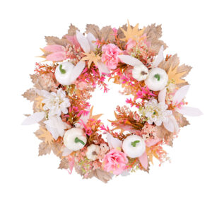 WFA0016 (1) profile - Artificial Pink Fall Floral Wreath