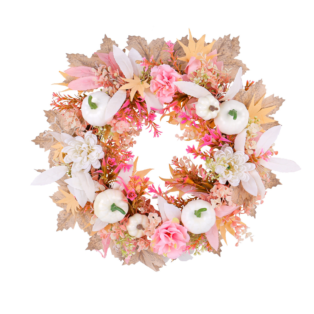 WFA0016 (1) profile - Artificial Pink Fall Floral Wreath