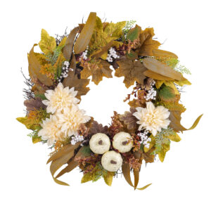 WFA0018 (2) profile - Artificial Dahlia & White Pumpkin Fall Wreath