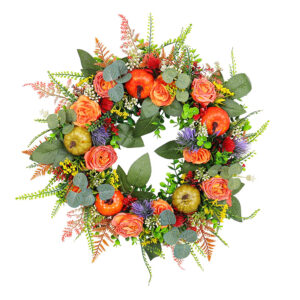 WFA0019 (2) profile - Artificial Rose & Pumpkin Fall Wreath