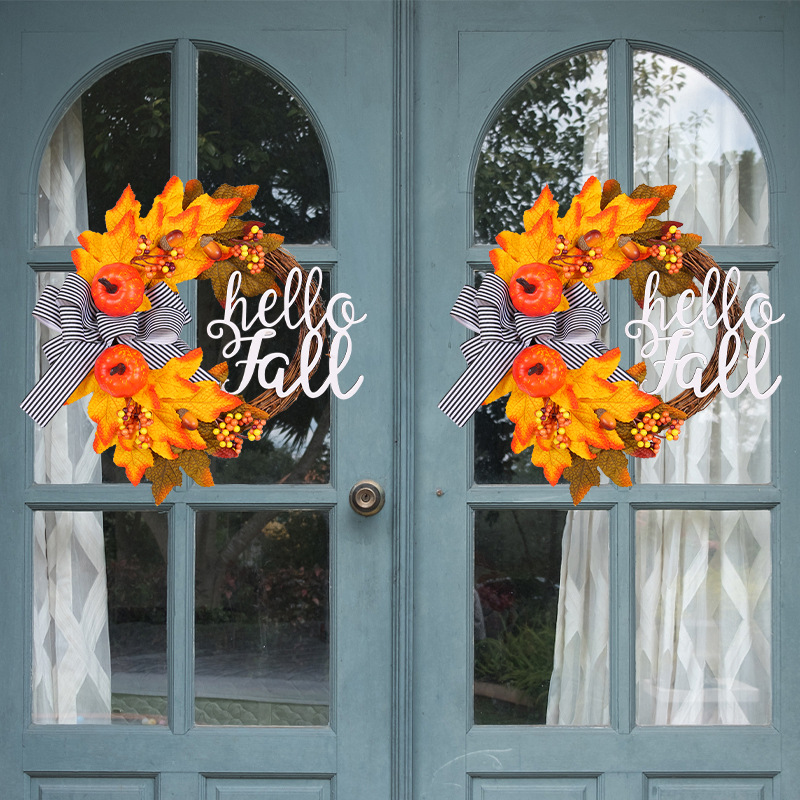 WFA0020 (2) - Artificial Hello Fall Grapevine Wreath