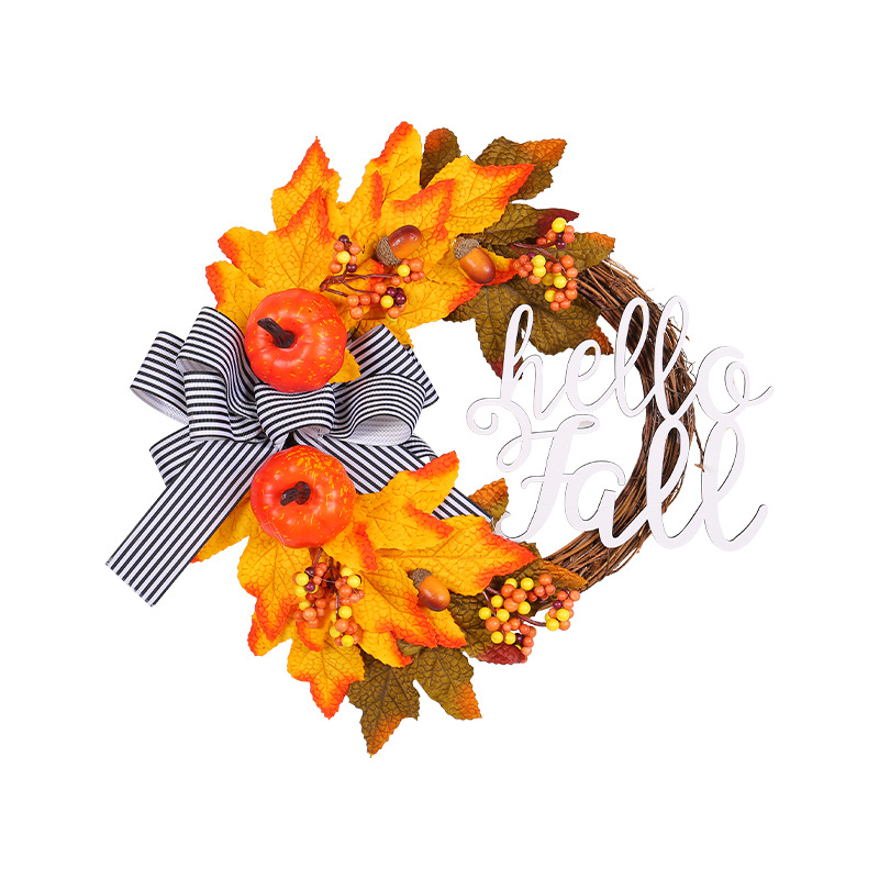 WFA0020 (3) profile - Artificial Hello Fall Grapevine Wreath