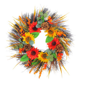 WFA0022 (2) profile - Artificial Sunflower & Pinecone Fall Wreath