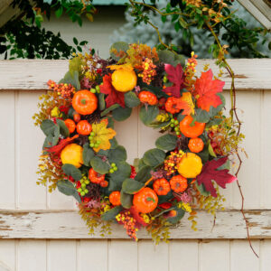 WFA0028 (2) profile - Artificial Pumpkin & Maple Leaf Fall Wreath