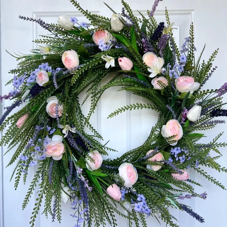 WSP0004 (5) - Lavender Rose Spring Wreath