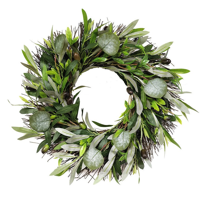 WSP0005 (2) - Artificial Olive & Eucalyptus Wreath Bundle