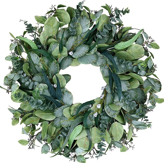 WSP0005 (4) - Artificial Olive & Eucalyptus Wreath Bundle