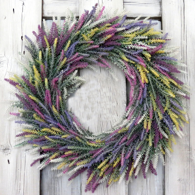 WSP0008 (1) profile - Artificial Rainbow Lavender Wreath