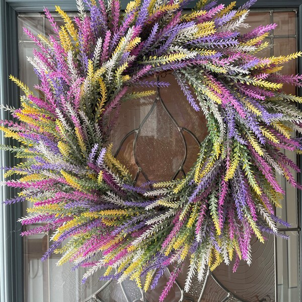 WSP0008 (2) - Artificial Rainbow Lavender Wreath