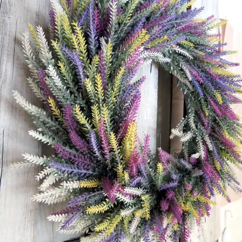 WSP0008 (4) - Artificial Rainbow Lavender Wreath