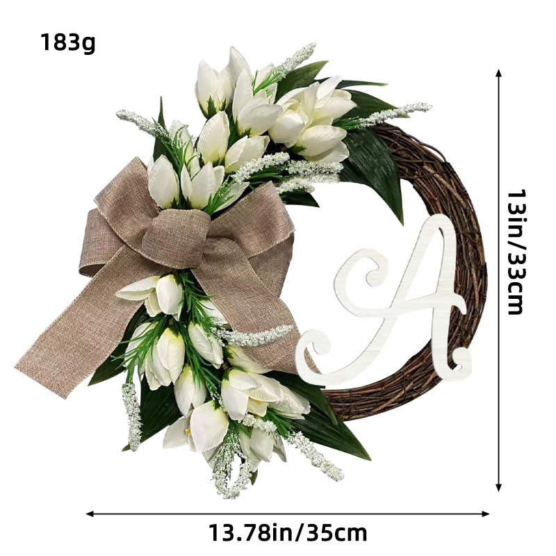 WSP0009 (1) - Personalized White Tulip Monogram Wreath