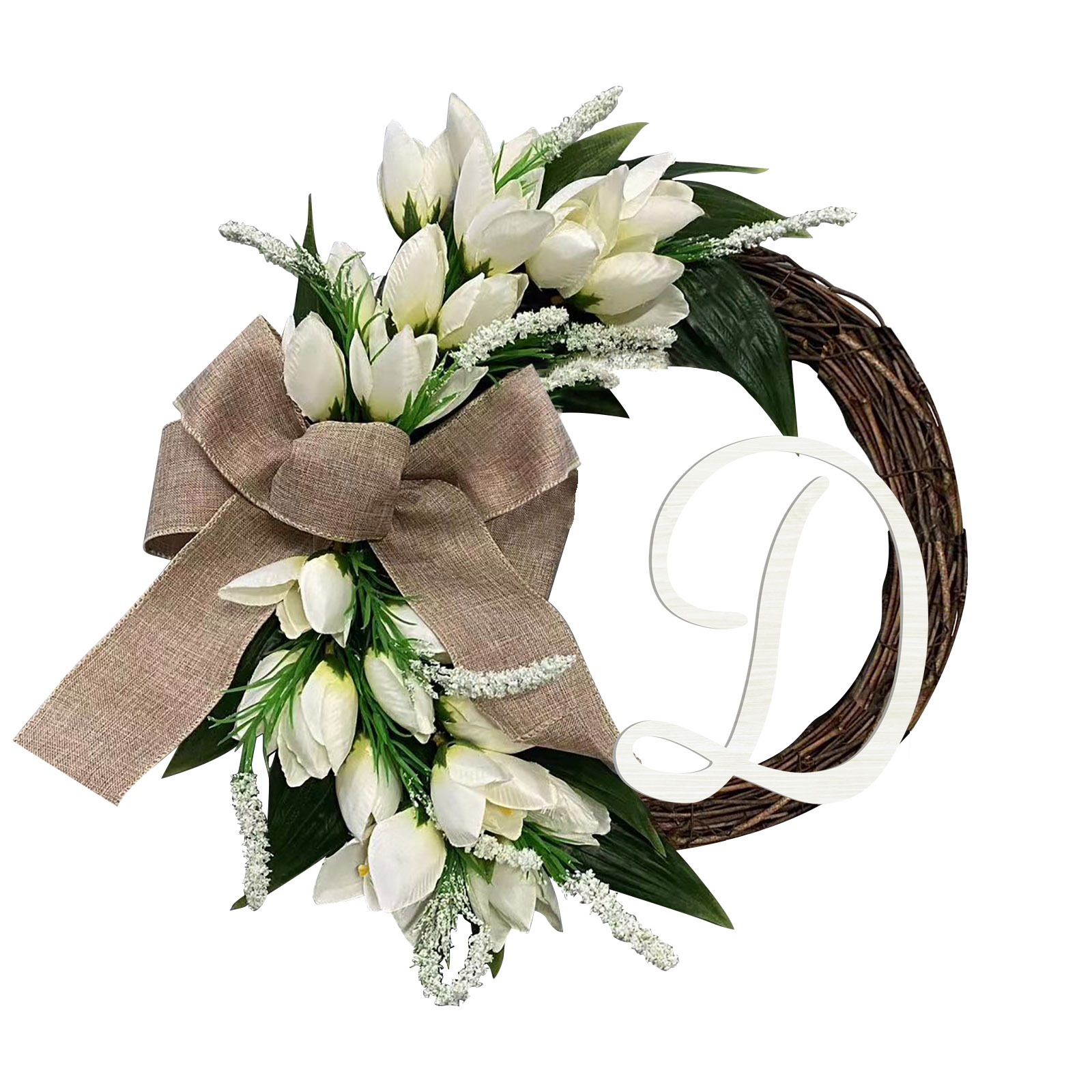 WSP0009 (5) profile - Personalized White Tulip Monogram Wreath