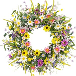 WSP0017 (9) profile - Artificial Daisy & Wildflower Wreath Bundle