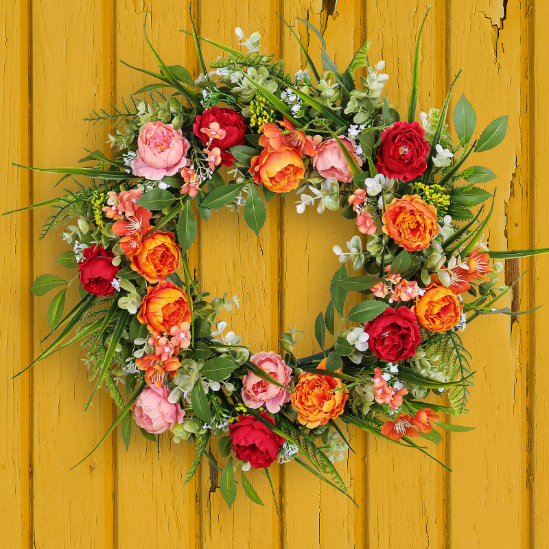 WSP0018 (1) - Artificial Rose & Peony Wreath Bundle