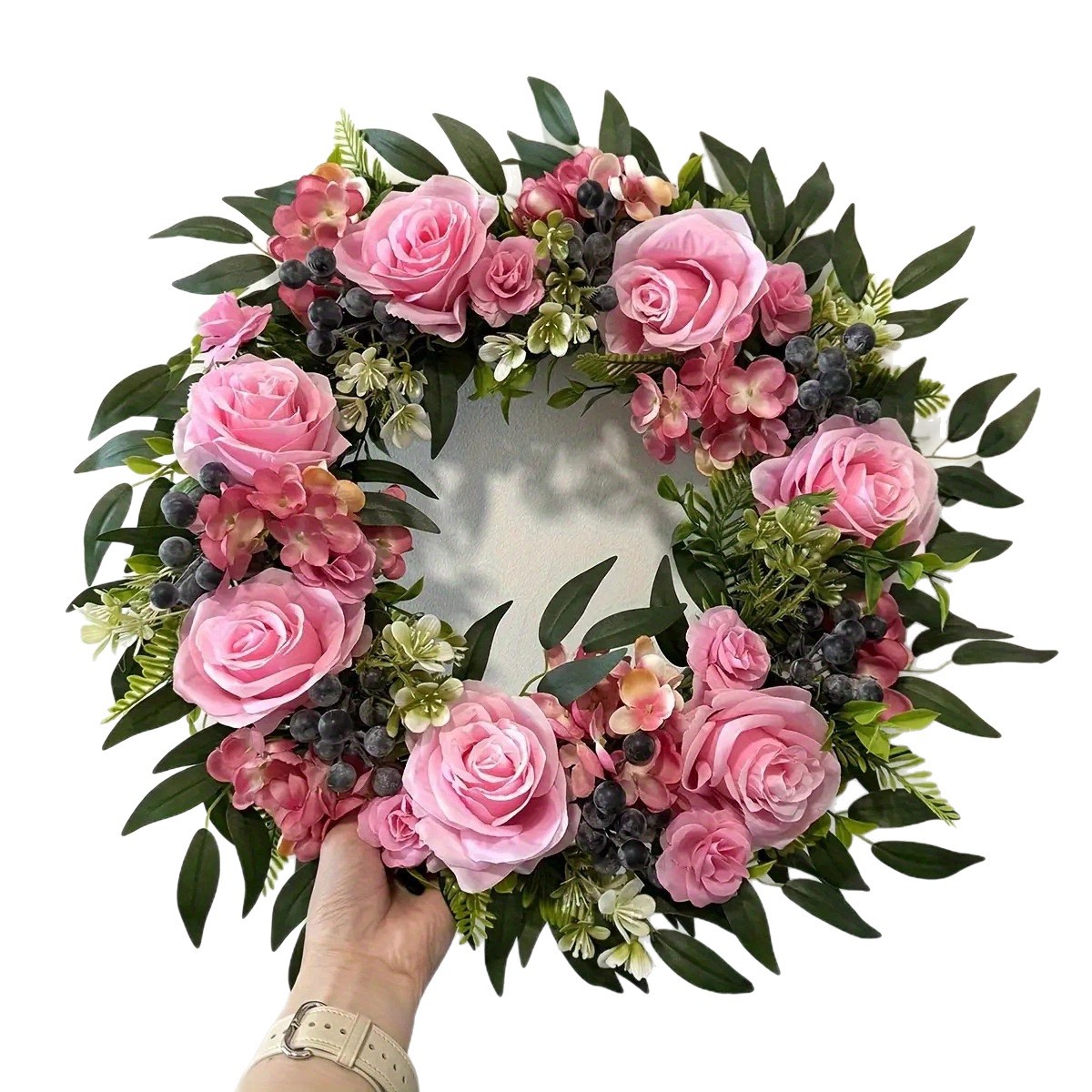WSP0018 (2) - Artificial Rose & Peony Wreath Bundle