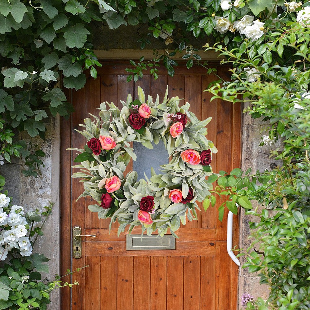 WSP0018 (4) - Artificial Rose & Peony Wreath Bundle