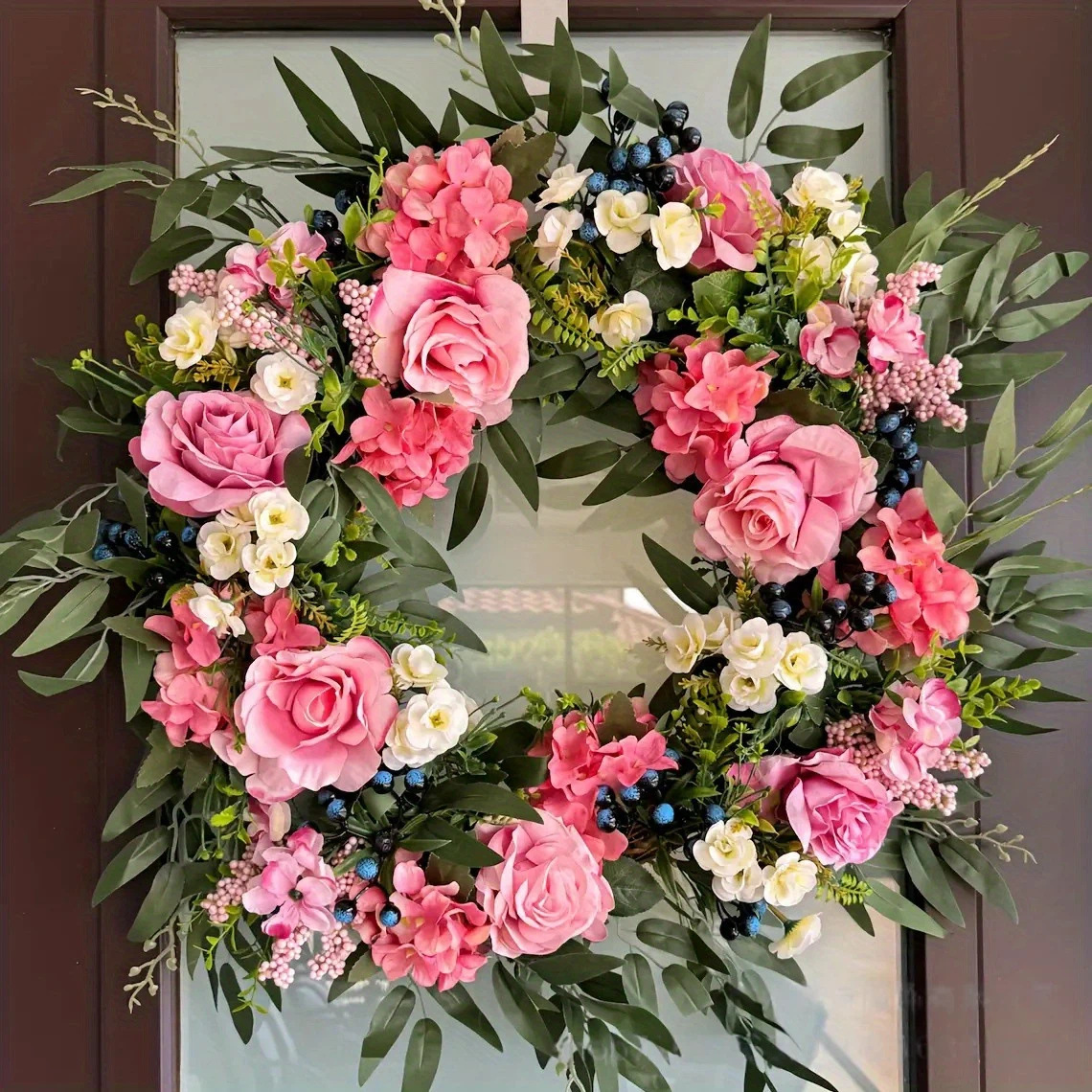 WSP0018 (6) - Artificial Rose & Peony Wreath Bundle