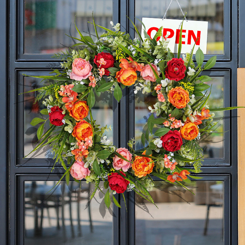 WSP0018 (9) - Artificial Rose & Peony Wreath Bundle