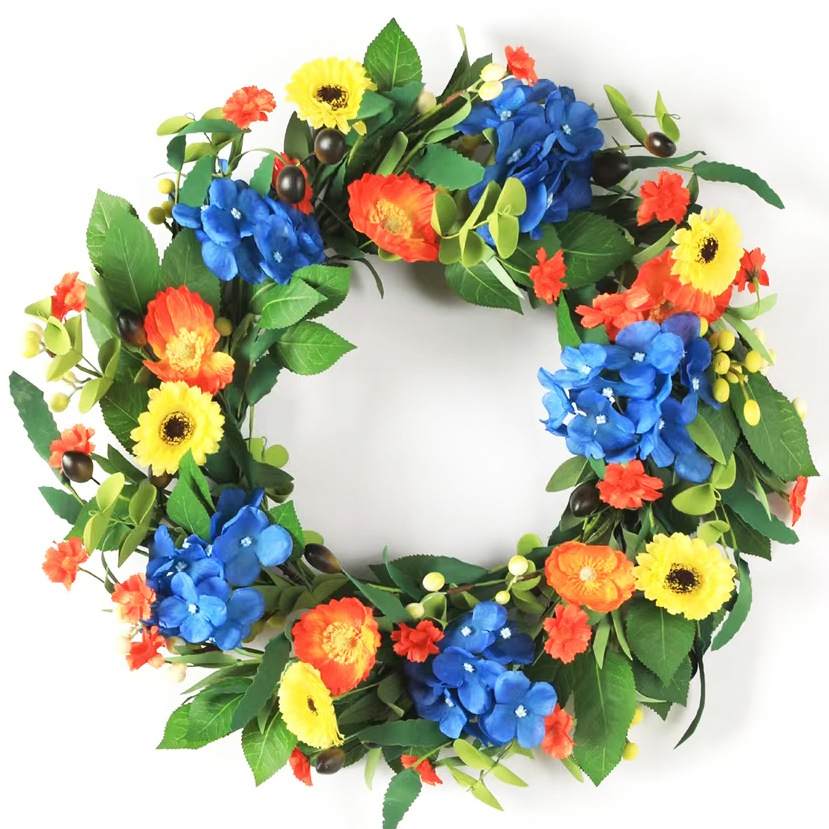 WSP0021 (2) - Artificial Rainbow Flower Wreath Bundle