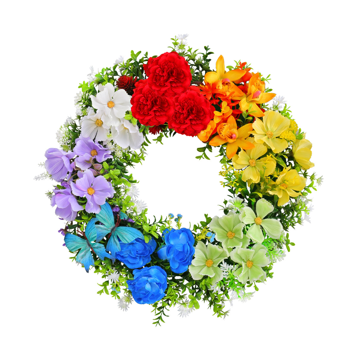 WSP0021 (3) profile - Artificial Rainbow Flower Wreath Bundle