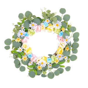 WSP0022 (2) profile - Artificial Eucalyptus Daisy Rose Wreath