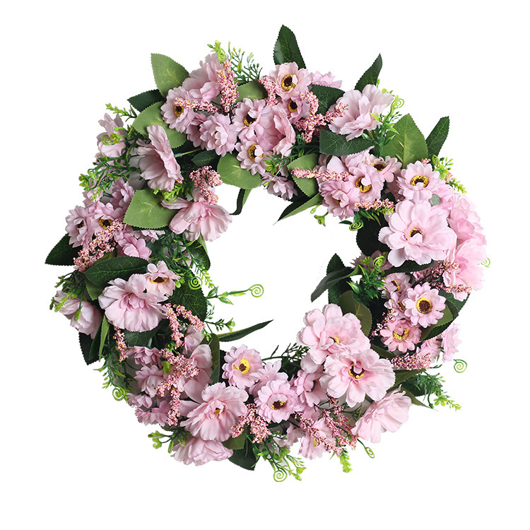 WSP0023 (1) profile - Artificial Pink Cosmos Wreath Bundle