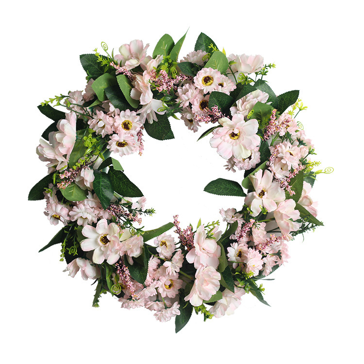 WSP0023 (2) - Artificial Pink Cosmos Wreath Bundle