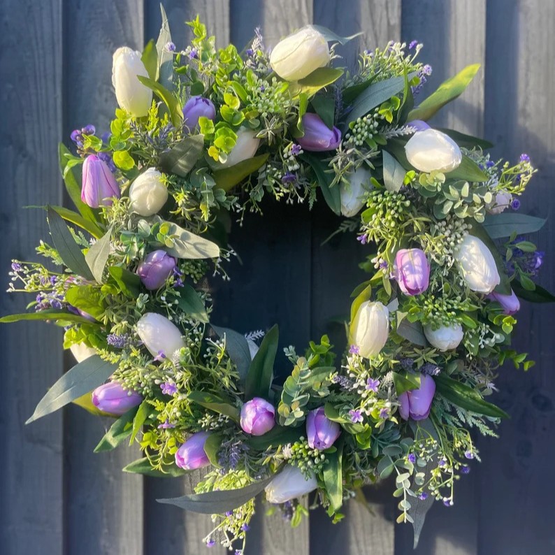 WSP0024 (1) profile - Artificial Purple White Tulip Wreath