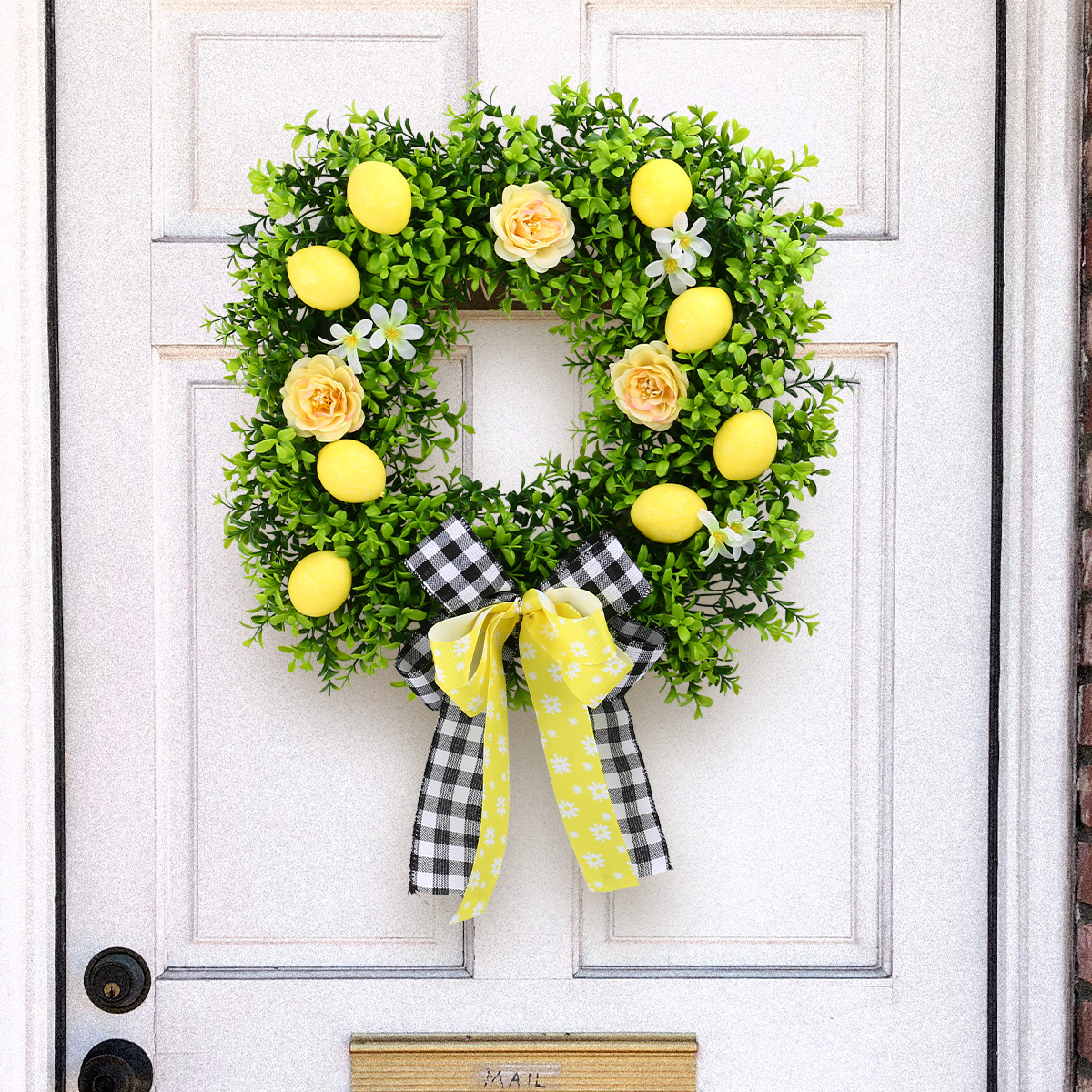 WSU0004 (4) - Artificial Lemon & Rose Summer Wreath