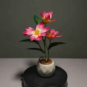 ZH0025 (4) profile - Mini Artificial Fuchsia Water Lily Arrangement