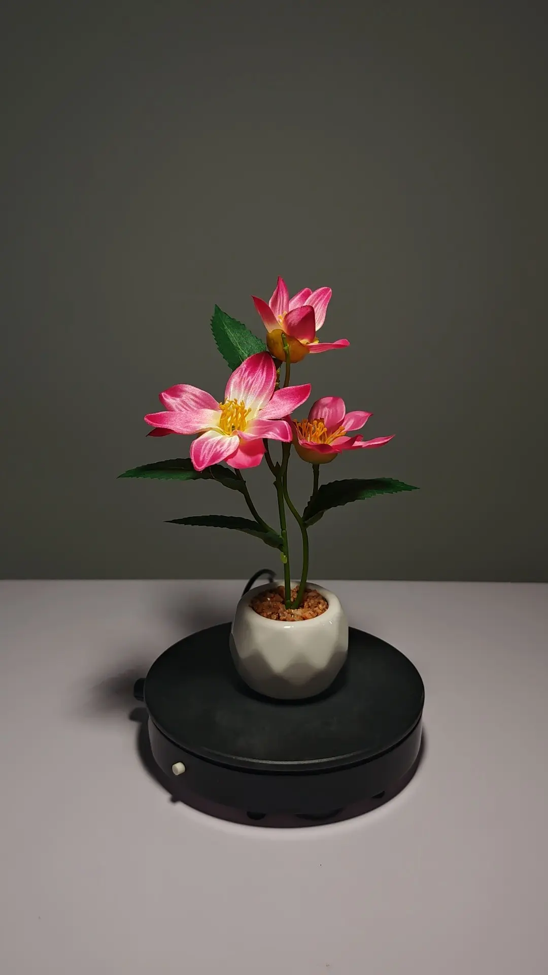 ZH0025 (4) profile - Mini Artificial Fuchsia Water Lily Arrangement